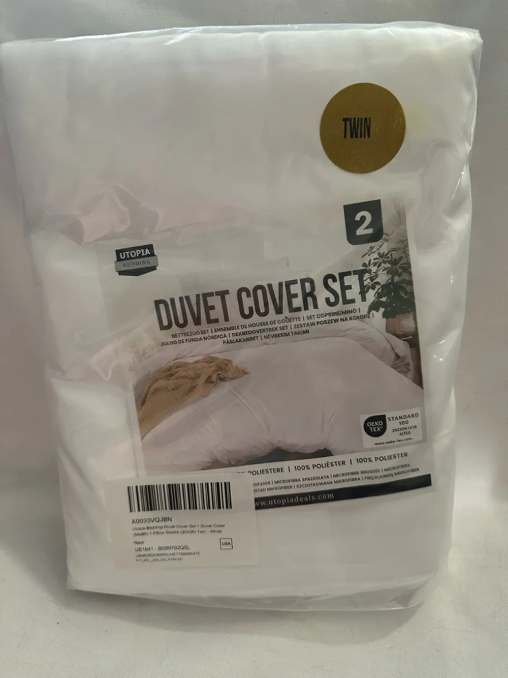 Utopia Bedding Twin White Duvet Cover Set 2 Pc Microfiber w Pillow Sham New